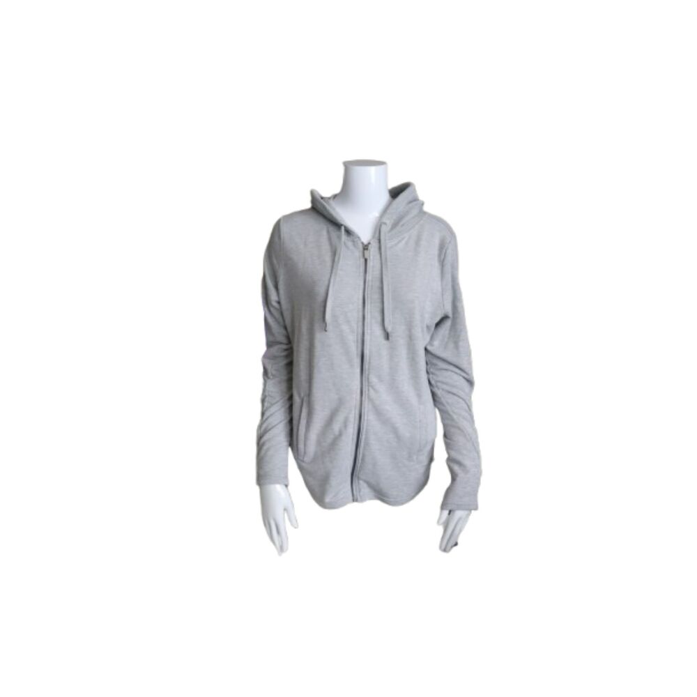 Yogalicious Womens Grey Hoodie Full Zip Mesh Sweatshirt Size Large